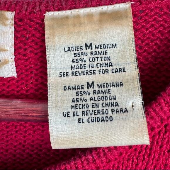 Vintage Christmas Red Cotton Beaded Appliqué Pullover Sweater Women’s Size M/L - Picture 11 of 13